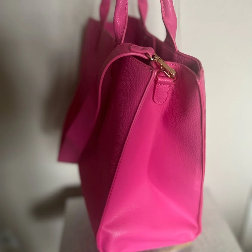 HOUSE OF REHAB BLACK OWNED Pink FAUX LEATHER PEBBLE MEDIUM tote - Picture 11 of 17